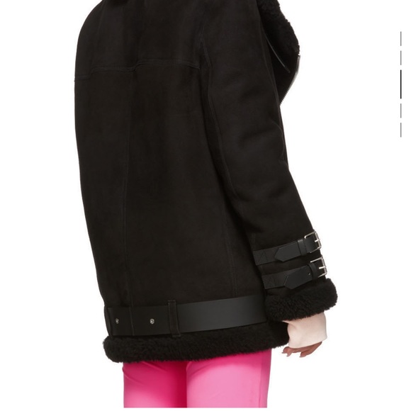 Acne studios suede lambskin shearling jacket in black size 34 - Picture 7 of 12